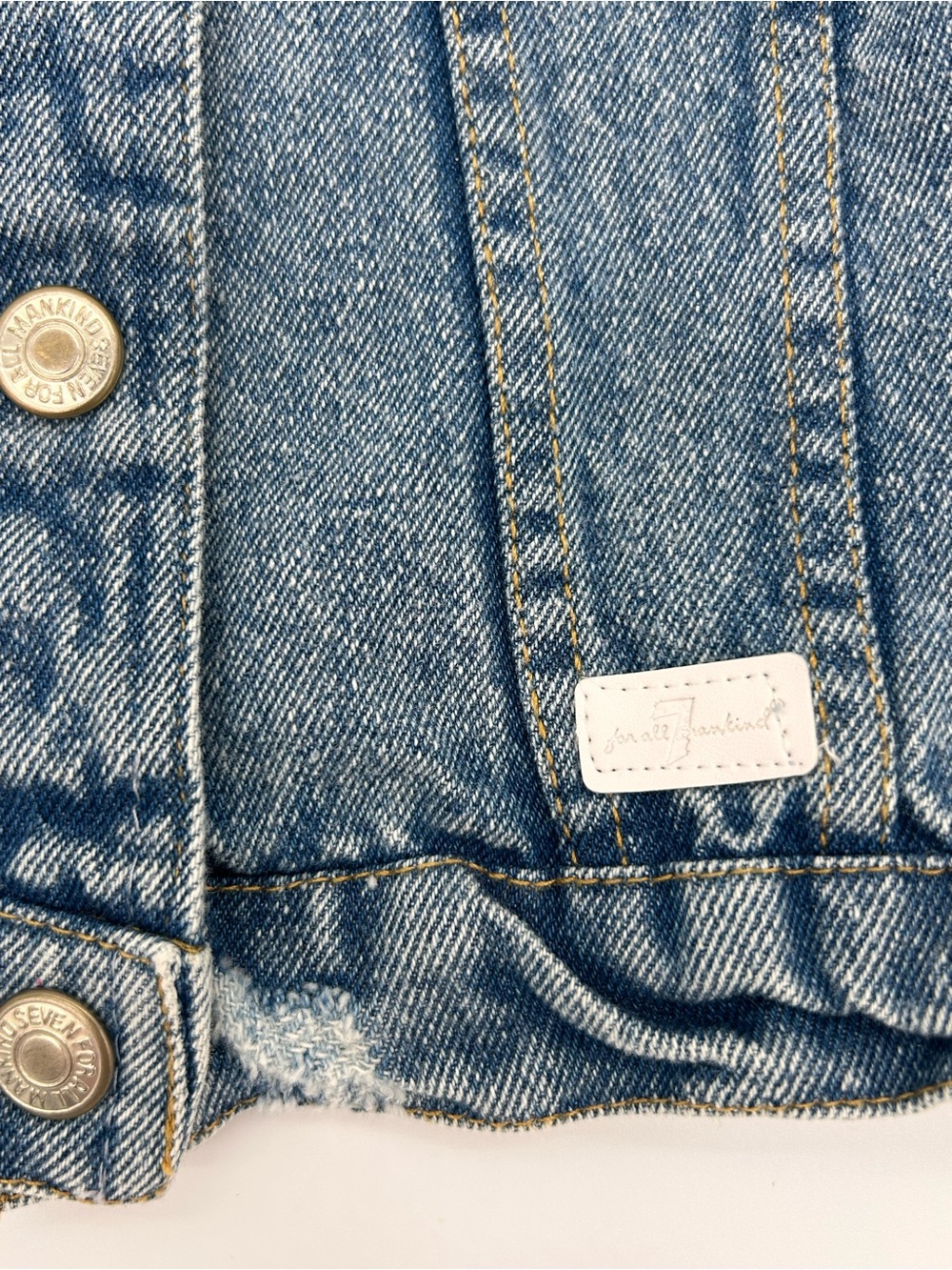 7 For All Mankind Girls' Distressed Blue Denim Jacket Size 6 - Picture 3 of 11